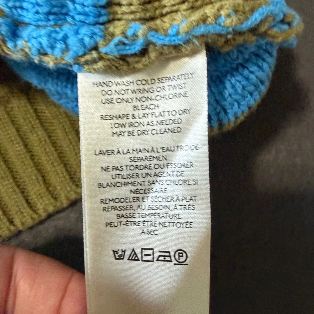 Free People Striped Knit Sweater Womens Size Medium Blue Olive Green